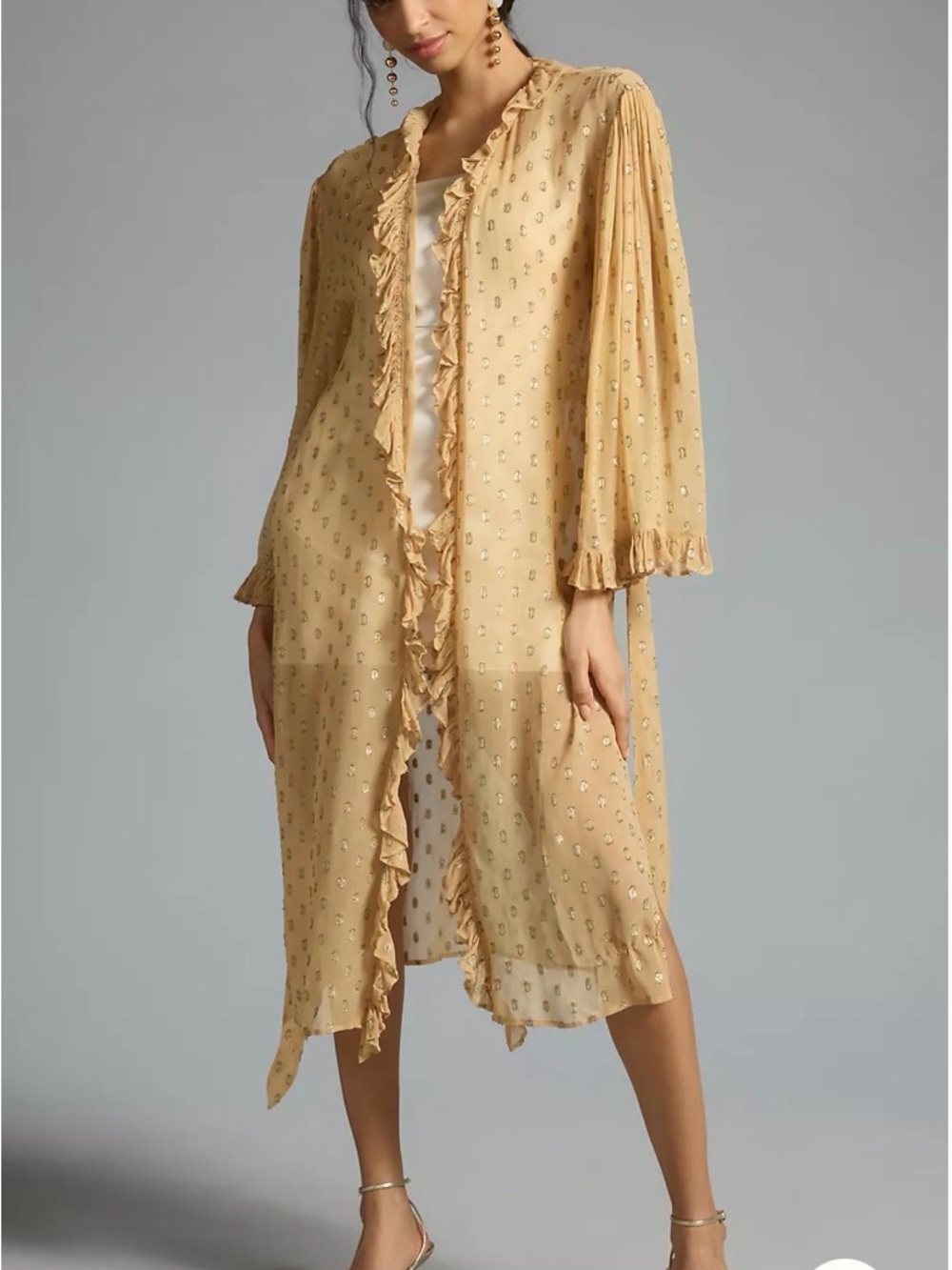⭐️NWT Anthropologie Metallic Gold Polka Dot Kimono⭐️